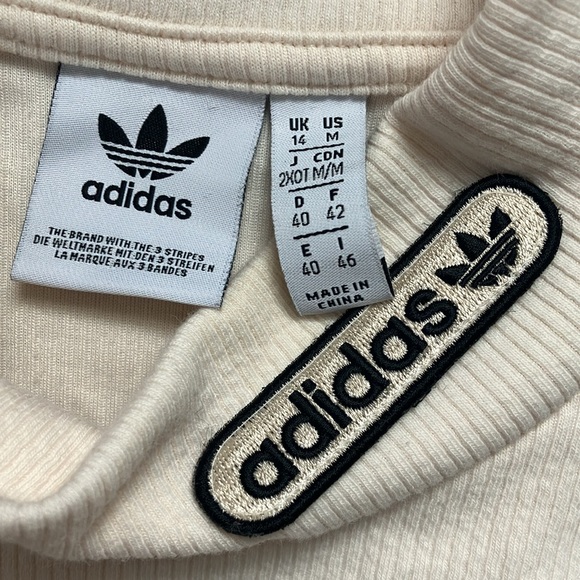 Adidas Leisure Set High Waist Bells and Long Sleeve Mock-neck Crop in Cream - Picture 5 of 11